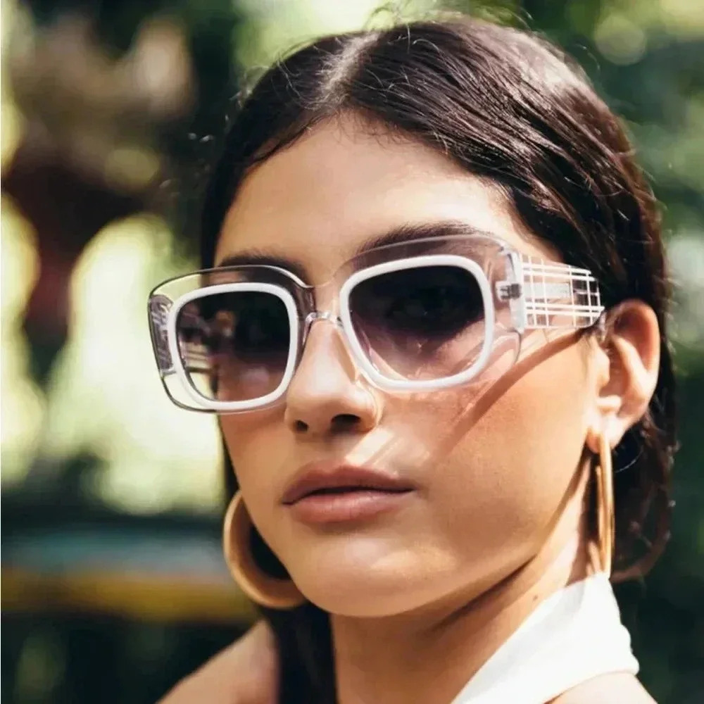 NIB CULT GAIA Meira Oversized Square Sunglasses Clear - Picture 1 of 7
